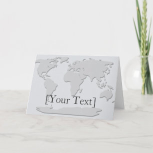 World Map Greeting Card Platinum