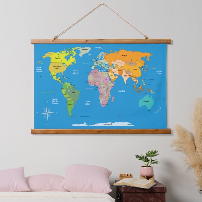 World Map Hanging Tapestry (Bedroom)