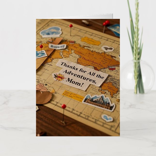 World map heart pins and landmarks foil greeting card (Front)