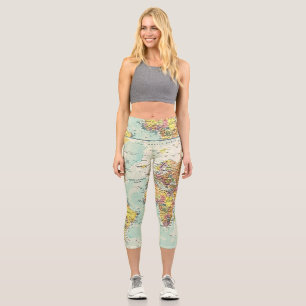 World Map High Waisted Capris
