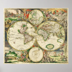 World Map in 1689 by Gerard van Schagen Poster