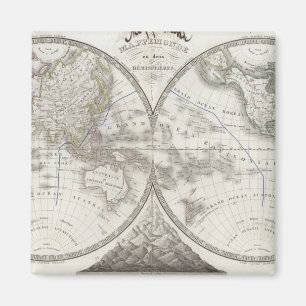 World Map in 2 Hemispheres Magnet