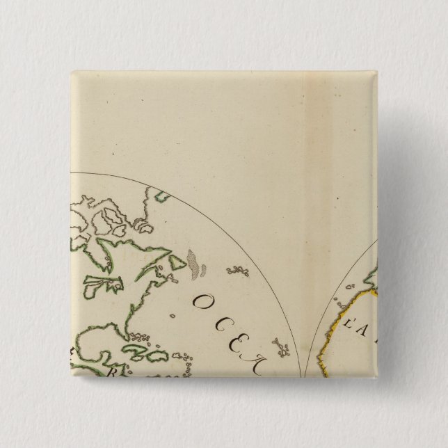 World Map in 4 Parts 2 Inch Square Button (Front)