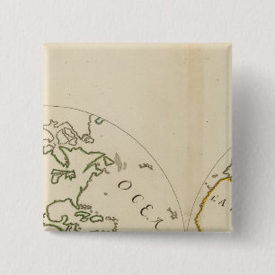 World Map in 4 Parts 2 Inch Square Button