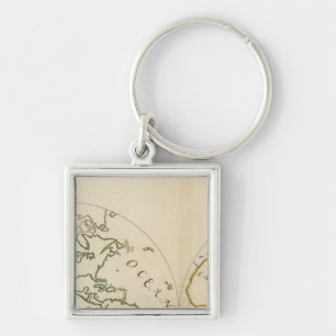 World Map in 4 Parts Keychain