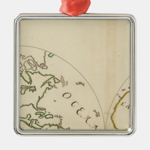 World Map in 4 Parts Metal Ornament
