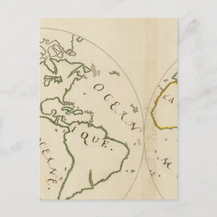 World Map in 4 Parts Postcard