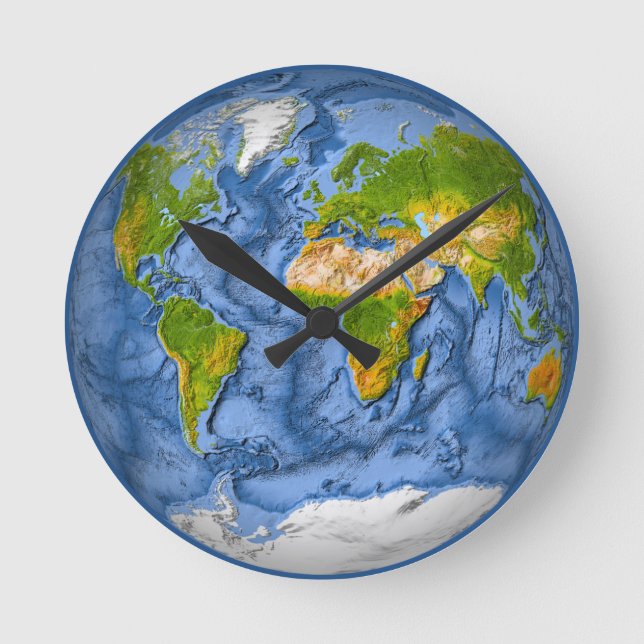 World map in a circle round clock (Front)