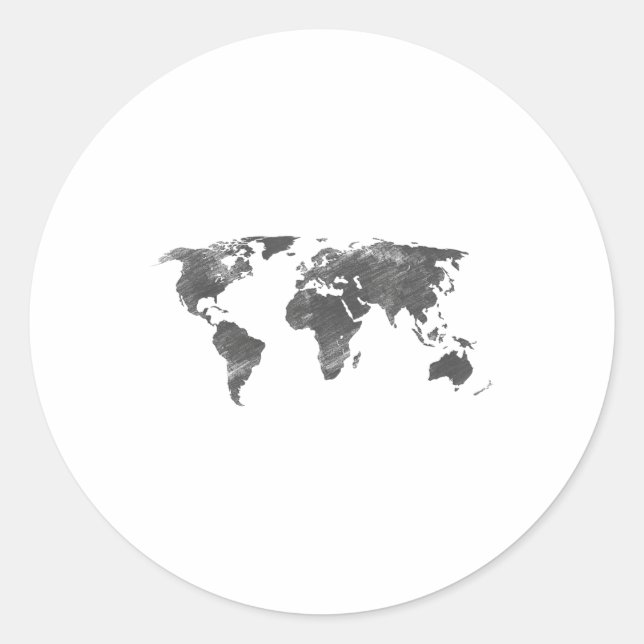 World Map In Grey, The World Maps _1  Classic Round Sticker (Front)