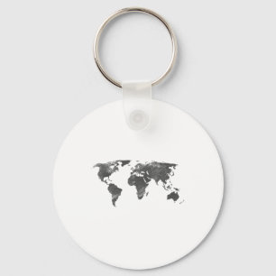 World Map In Grey, The World Maps _1 Keychain