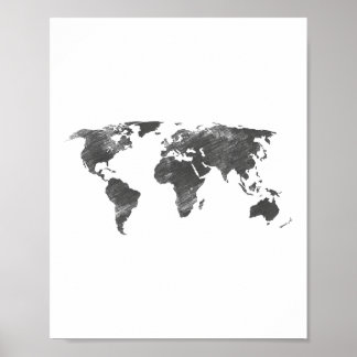 World Map In Grey, The World Maps _1  Poster