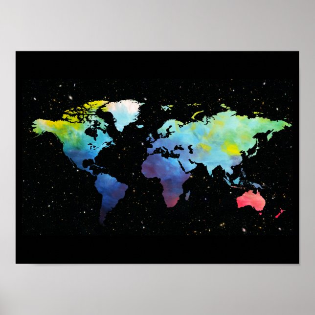 World Map in Space Poster (Front)