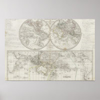 World Map in Two Hemispheres