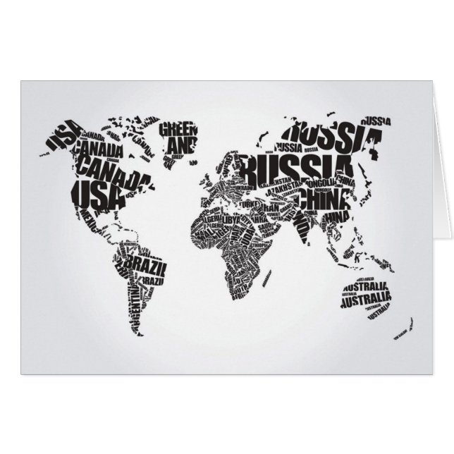World Map in Typography (Front Horizontal)