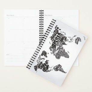 World Map in Typography Planner