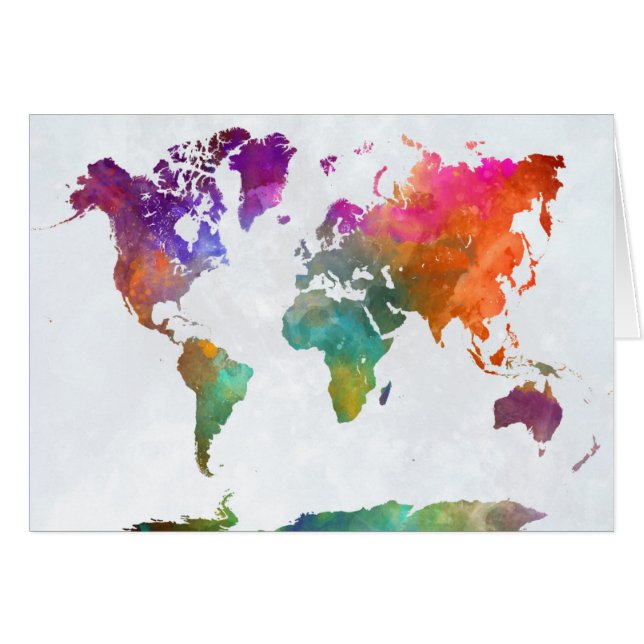 World Map In Watercolor (Front Horizontal)
