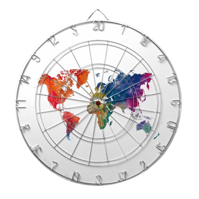 World map in watercolor dartboard (Front)