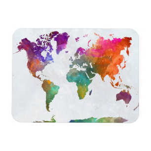 World Map In Watercolor Magnet