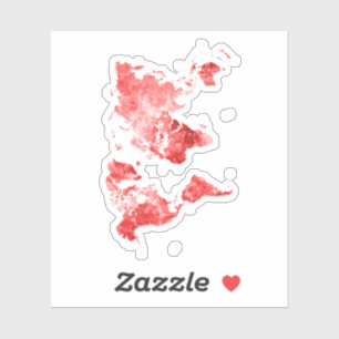World map in watercolor Red
