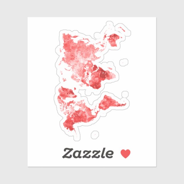 World map in watercolor Red (Sheet)