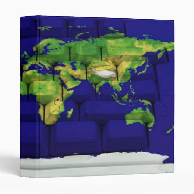 World Map Keyboard Avery Binder (Front/Spine)