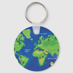 World Map Keychain