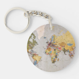 world map keychain