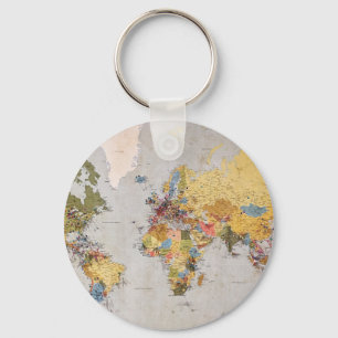 world map keychain