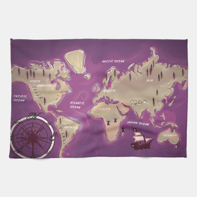 World Map Kitchen Towel (Horizontal)