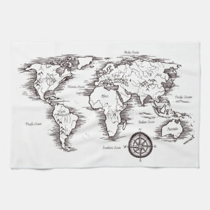 World Map Kitchen Towel