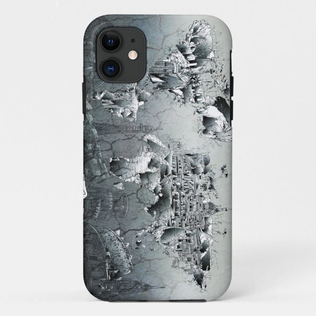 world map landmark collage Case-Mate iPhone case (Back)