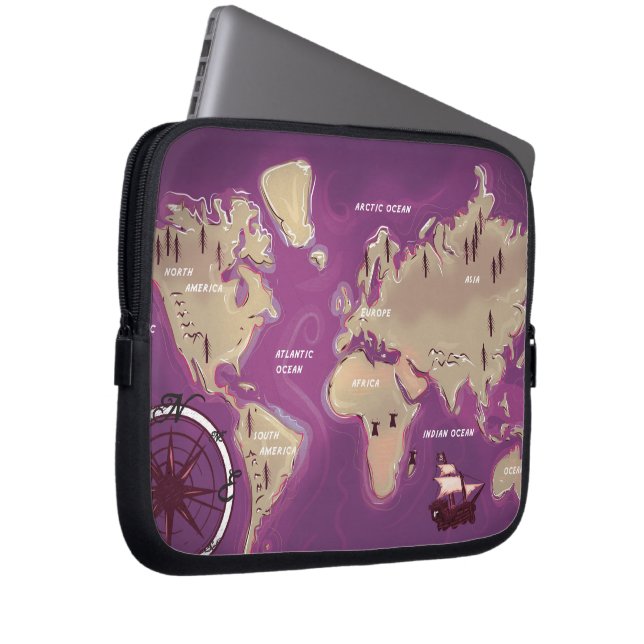 World Map Laptop Sleeve (Front Right)