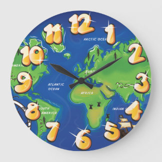 World Map Large Clock