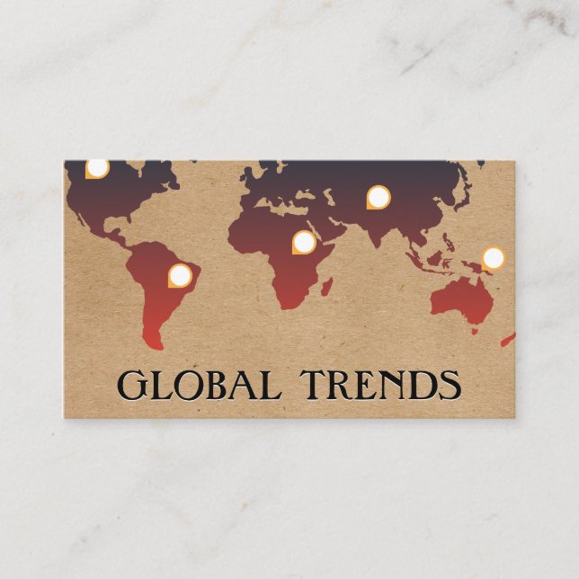 World Map | Location Markers Business Card (Front)