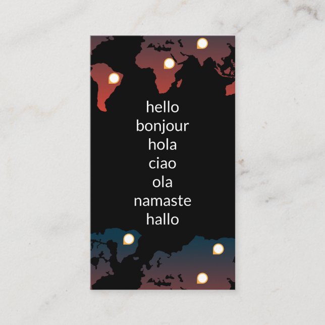 World Map | Location Markers Business Card (Front)