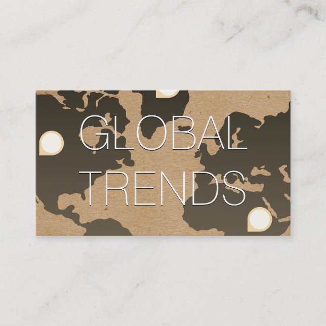 World Map | Location Markers Business Card (Front)