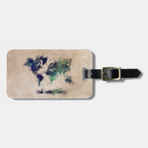world map luggage tag
