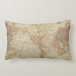 World map lumbar pillow