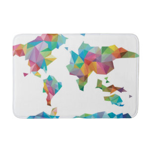 World Map Made of Geometric Shapes Bath Mat