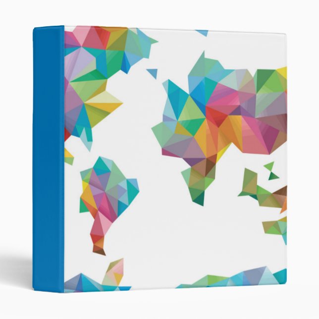 World Map Made of Geometric Shapes Binder (Front/Spine)