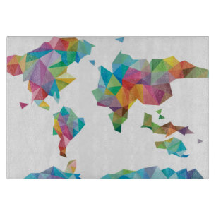 World Map Made of Geometric Shapes Cutting Board