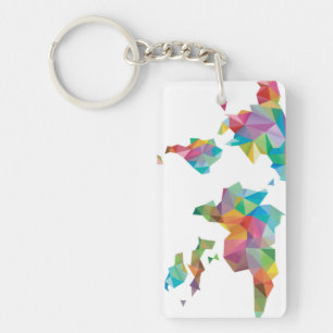 World Map Made of Geometric Shapes Keychain