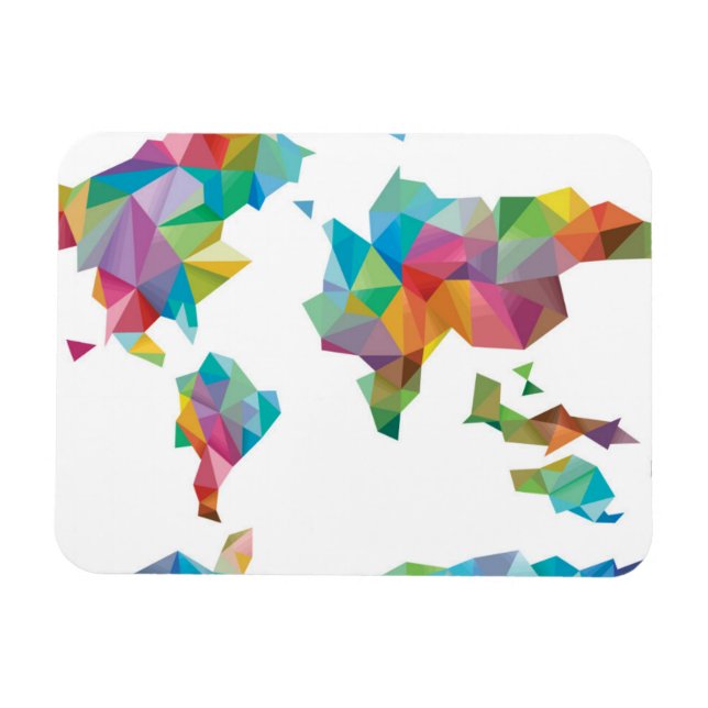 World Map Made of Geometric Shapes Magnet (Horizontal)