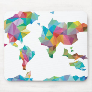 World Map Made of Geometric Shapes Mouse Pad