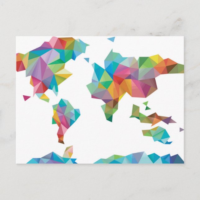 World Map Made of Geometric Shapes Postcard (Front)