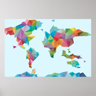 World Map Made of Geometric Shapes Poster