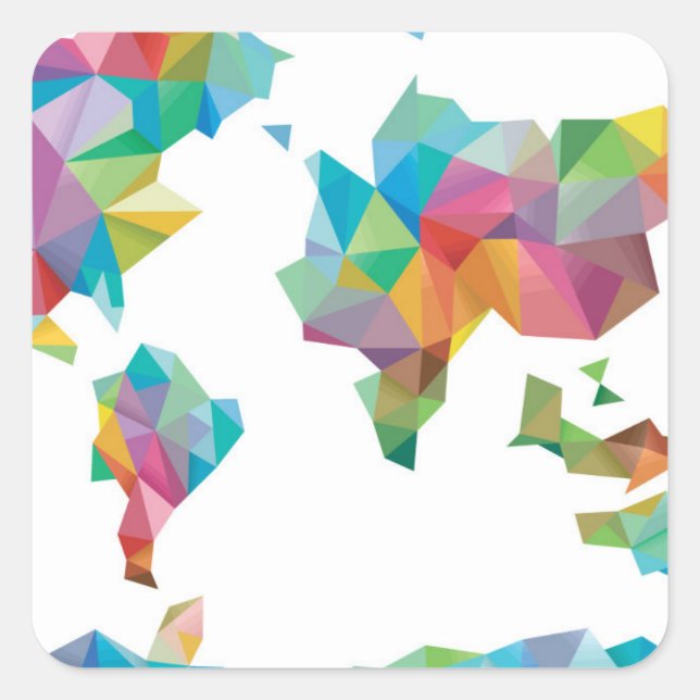 World Map Made of Geometric Shapes Square Sticker (Front)