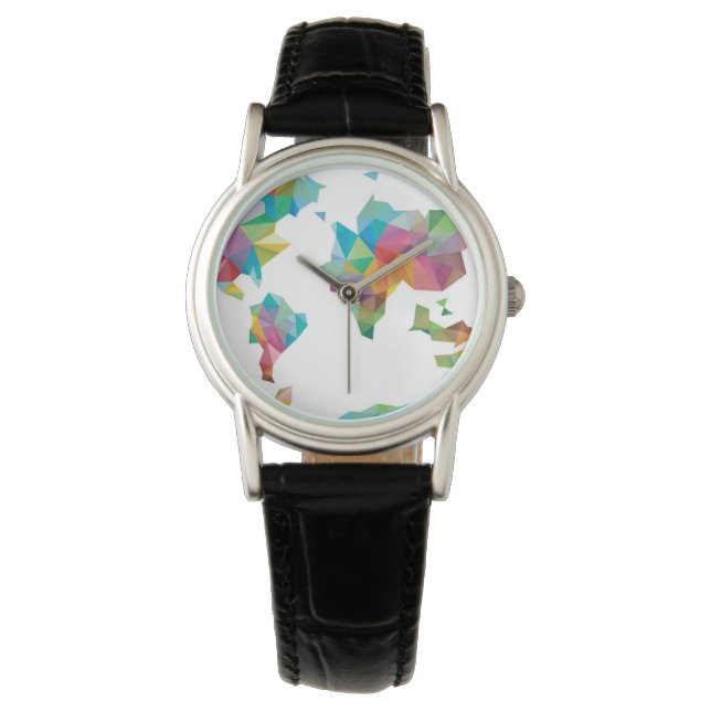 World Map Made of Geometric Shapes Watch (Front)