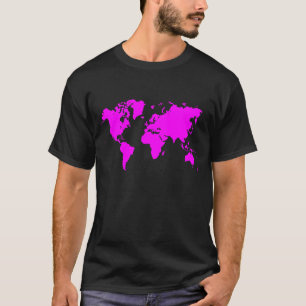 World Map - Magenta T-Shirt