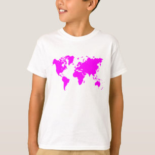 World Map - Magenta T-Shirt
